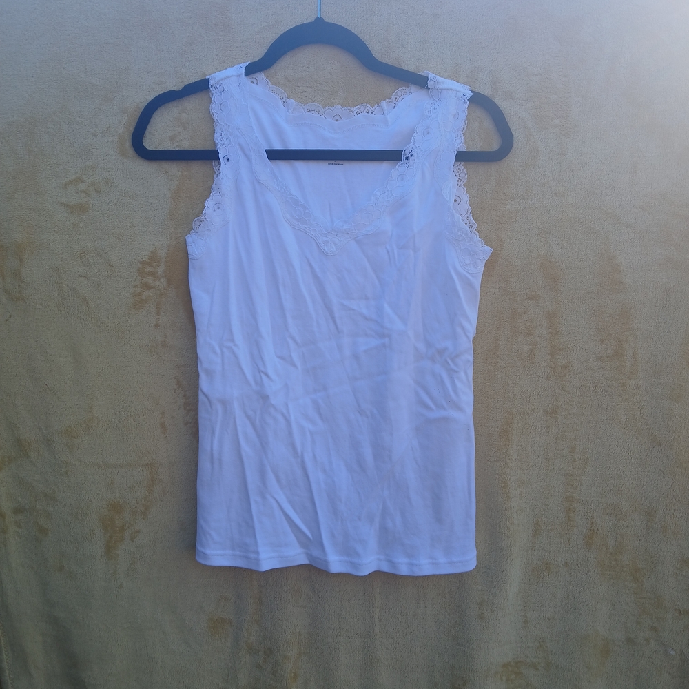 Karen Scott White Lace Tank Top